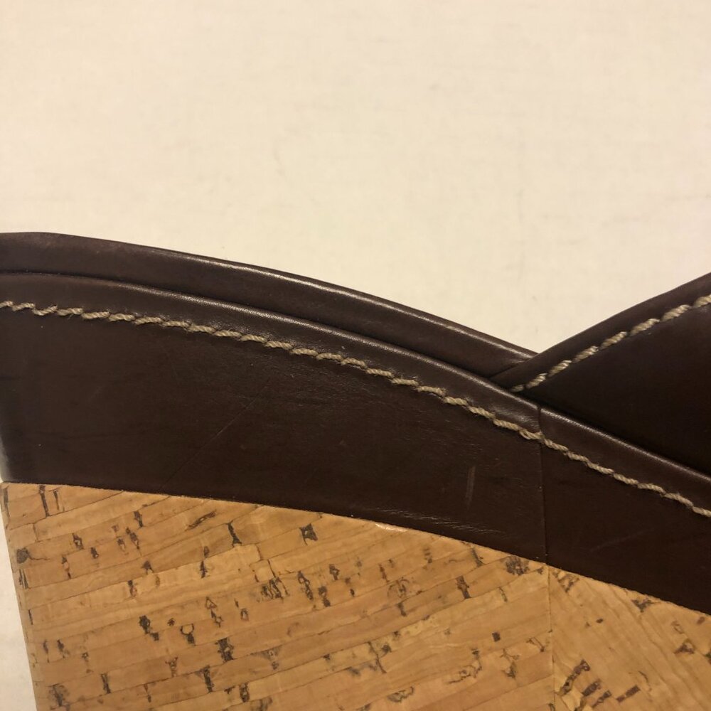 Prada wedge open toe cork platform brown slide sa… - image 8